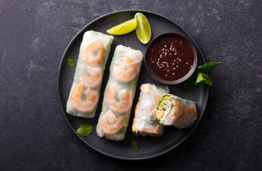Spring,Rolls,With,Shrimps,And,Vegetables,With,Spicy,Soy,Sauce