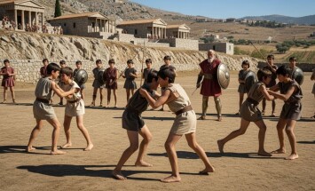 Ancient,Sparta,,Around,500,B.c.,A,Group,Of,Young,Spartan