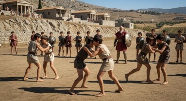 Ancient,Sparta,,Around,500,B.c.,A,Group,Of,Young,Spartan