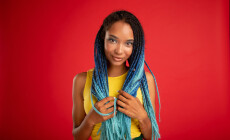 Beautiful,Nice,And,Attractive,Young,African,Model,Hold,Black,With