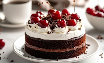 Decadent,Black,Forest,Cake,Featuring,Chocolate,Layers,,Whipped,Cream,,Kirsch-soaked