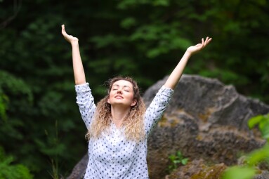 Relaxation,And,Harmony.,Happy,Woman,Meditating,In,Park