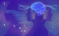 Young,Girl,With,Closed,Eyes,And,Neon,Glowing,Brain.,Women's