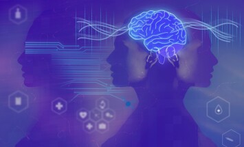 Young,Girl,With,Closed,Eyes,And,Neon,Glowing,Brain.,Women's