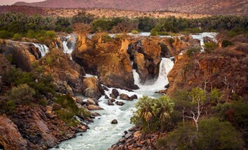 Epupa,Falls,,Kunene,Region,,Namibia,,In,Warm,,Golden,Light.,Epupa