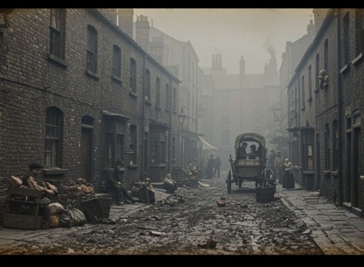 Wet,Plate,Photo,Of,Gloomy,Foreboding,Victorian,London,Slum.,Old