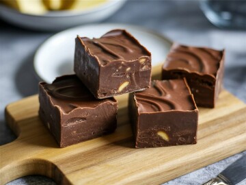 Chocolate,Fudge,Squares,With,Nuts,,,Dessert,Photography,,Chocolate,Fudge,