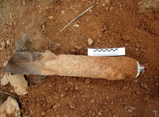 Projectile,Unexploded,Spanish,Civil,War,Artillery,Bomb,With,Scale,On