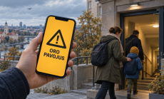 Oro pavojaus įspėjimas ir ramus pasirengimas