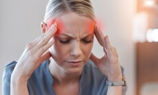 Business,Woman,,Headache,And,Stress,With,Thinking,,Red,Glow,Or