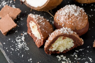 Delicious,Homemade,Chocolate,Coconut,Cookies,,Close-up.