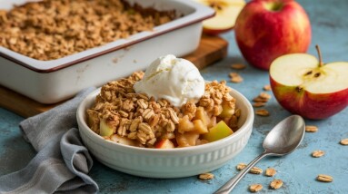 Apple,Crisp:,Warm,,Spiced,Apple,Dessert,Topped,With,A,Buttery