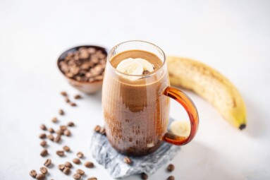Trending,Cold,Drink,Banana,Coffee,In,A,Glass,On,The