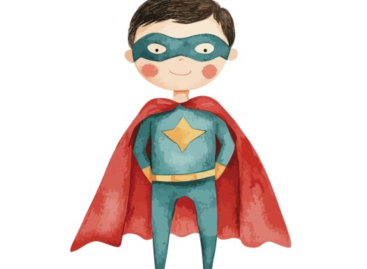 Cartoon,Child,In,Superhero,Costume,Posing
